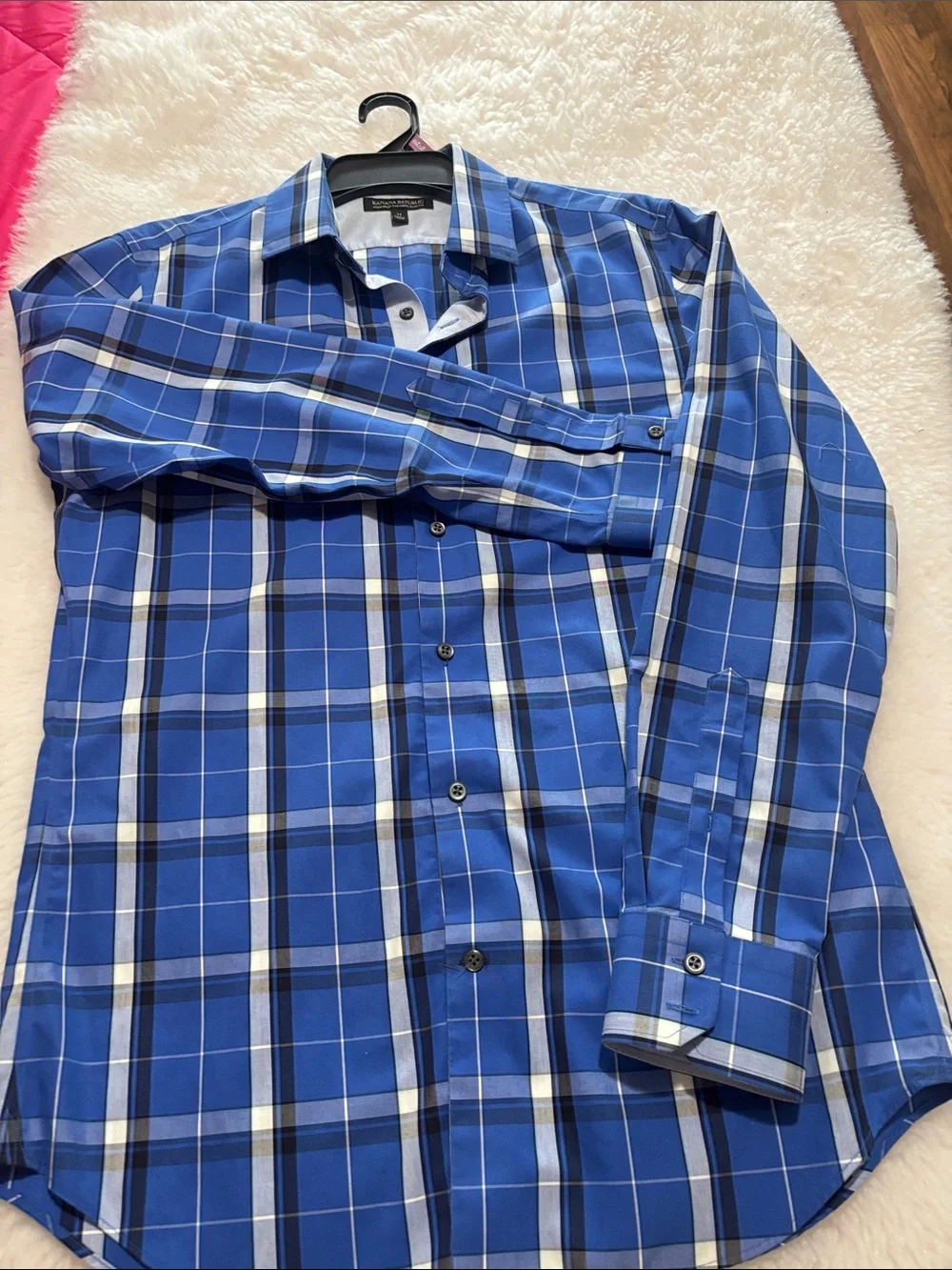 Banana Republic Blue Plaid Button-Down Shirt